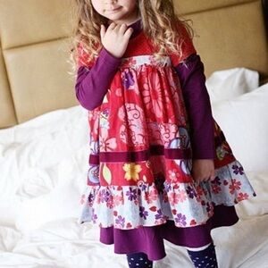 Servane Barrau Floral Print Short Sleeve dress Size 6-7 years